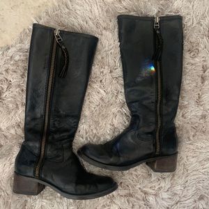 Lucky Brand Black Leather High Boots, size 7.5”